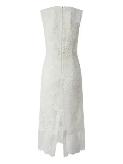 Pinko V Neck Sleeveless Lace Midi Dress In White