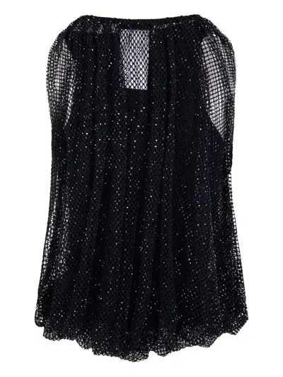 Sportmax Embellished Mesh And Jersey Top In Black