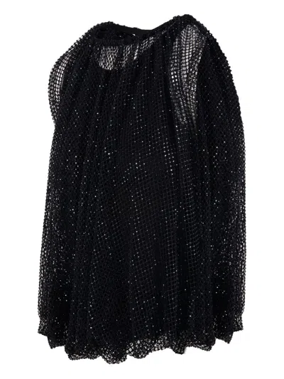 Sportmax Embellished Mesh And Jersey Top In Black