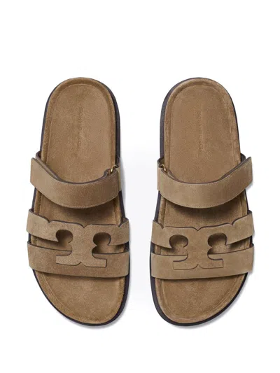 Tory Burch Ines Suede Triple-band Sport Mule Sandals In Brown