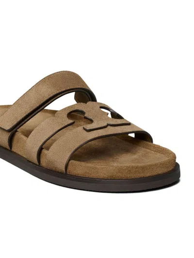 Tory Burch Ines Suede Triple-band Sport Mule Sandals In Brown