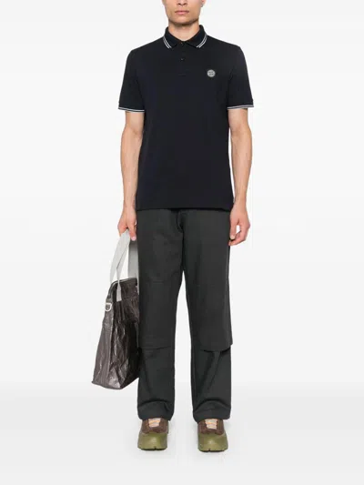 Stone Island Mens Black Brand-patch Regular-fit Stretch-cotton Polo Shirt Xl In Black