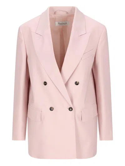 Max Mara Ombrosa Double Breasted Wool Blazer Jackets Rose In Purple