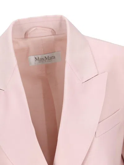 Max Mara Ombrosa Double Breasted Wool Blazer Jackets Rose In Purple