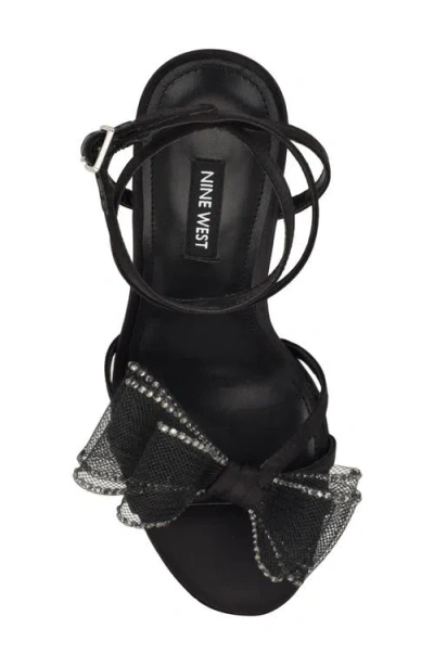 Nine West Womens Bow Man Made Ankle Strap In Black