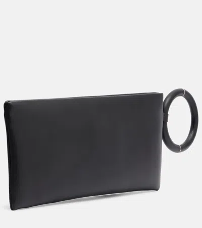 Tom Ford Aura Leather Clutch Bag With Lettering Logo On The Front In Black