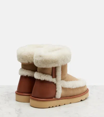 Chloé Dolcie Shearling-trimmed Suede Ankle Boots In Brown