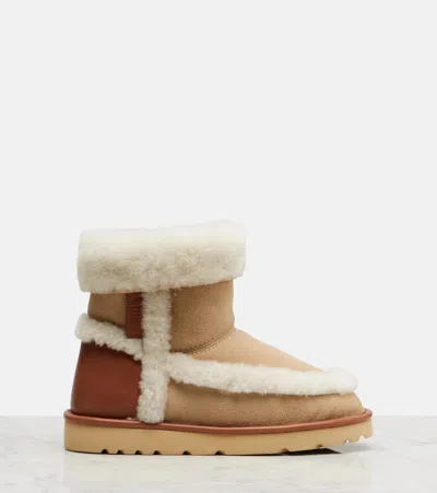 Chloé Dolcie Shearling-trimmed Suede Ankle Boots In Brown
