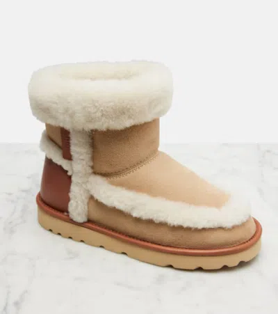 Chloé Dolcie Shearling-trimmed Suede Ankle Boots In Brown