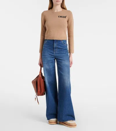 Chloé Dolcie Shearling-trimmed Suede Ankle Boots In Brown