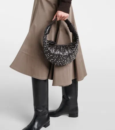 Lemaire Dark Chocolate Studs Dots Mini Fortune Croissant Bag In Brown