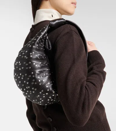 Lemaire Dark Chocolate Studs Dots Mini Fortune Croissant Bag In Brown