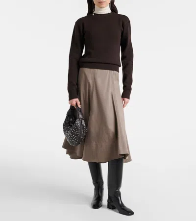 Lemaire Dark Chocolate Studs Dots Mini Fortune Croissant Bag In Brown