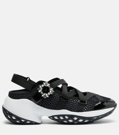 Roger Vivier Viv Run Strass Sneakers In Black