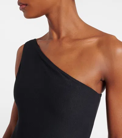 Same Belted One-shoulder Swimsuit In Black