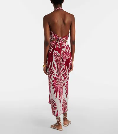 Poupette St Barth Uma Floral Gathered Cotton Midi Skirt In Brown