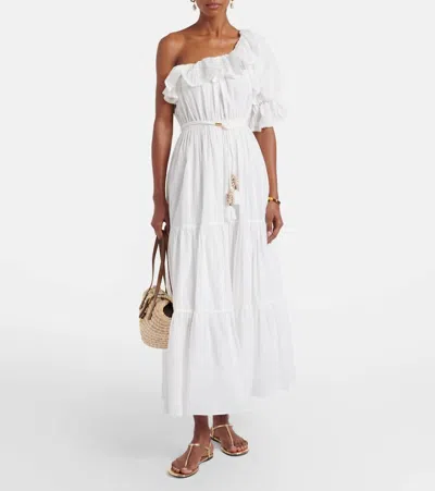 Poupette St Barth Jay Ruffled Cotton Muslin Maxi Dress In White