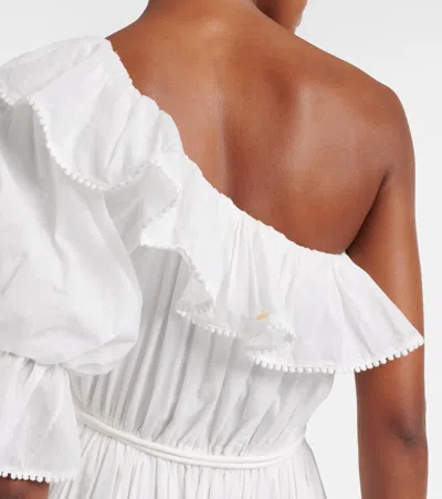 Poupette St Barth Jay Ruffled Cotton Muslin Maxi Dress In White