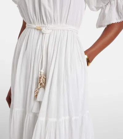 Poupette St Barth Jay Ruffled Cotton Muslin Maxi Dress In White