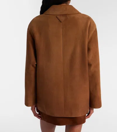 Prada Suede Jacket In Brown