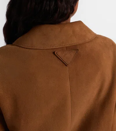 Prada Suede Jacket In Brown