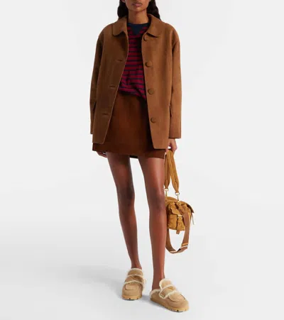 Prada Suede Jacket In Brown