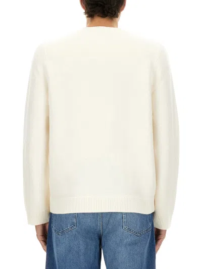 Apc Compact Wool Edward Pullover Sweater In White