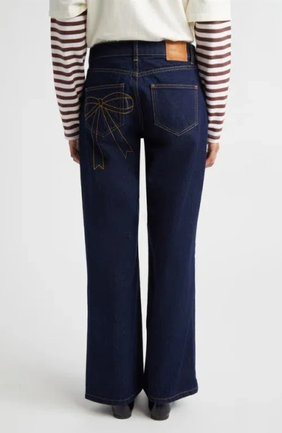 Sandy Liang Taro Bootcut Jeans In Blue