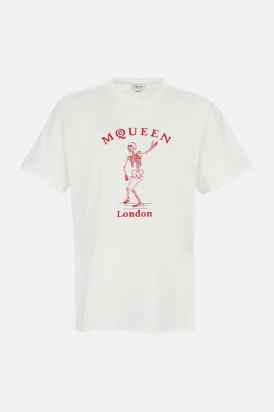 Alexander Mcqueen Skull Graphic Crew Neck Cotton T Shirt In White