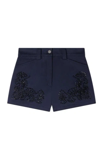 Sandro Paris Cotton Embroidered Shorts In Black