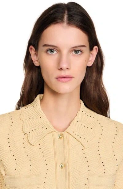 Sandro Zigzag-pattern Cardigan In Neutral