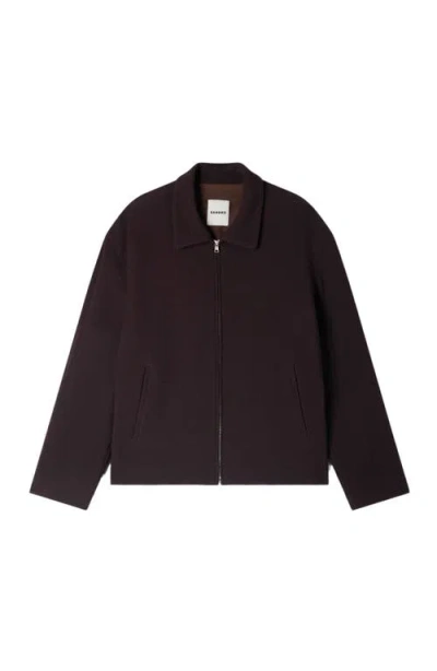 Sandro Waffled Regular Collar Zip Jacket In Black