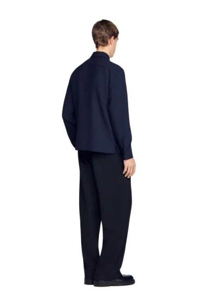 Sandro Patch Pocket Shirt In Blue