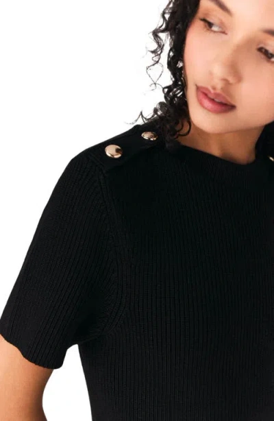 Maje Cotton-blend Rib Knit And Taffeta Mini Dress In Black