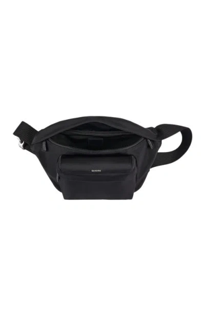 Sandro Technical Fabric Shoulder Bag In Black