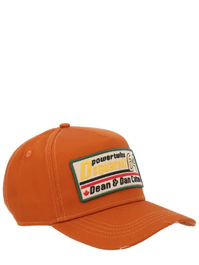 Dsquared2 Dsquared Men Baseball Hat With Logo Patch In Orange