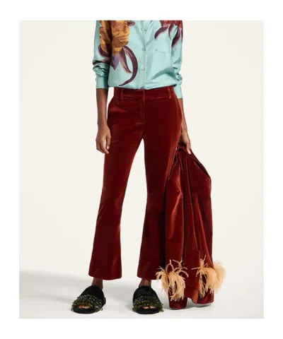 La Doublej 24 7 Pants Velvet Boot-cut Pants In Red