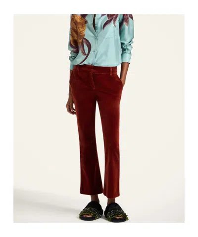 La Doublej 24 7 Pants Velvet Boot-cut Pants In Red