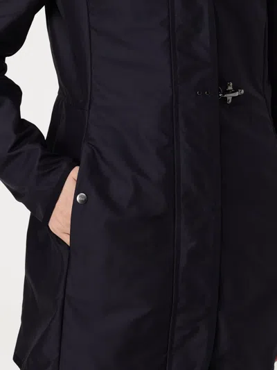 Fay Technical Poplin Virginia Overcoat With Adjustable Drawstring In Black