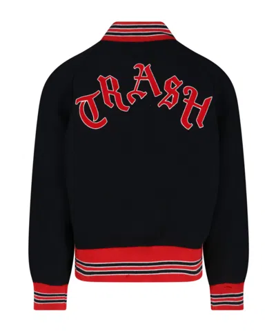 Needles Black Deconstructed Letter Bomber Jacket In Black