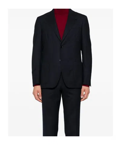 Lardini Structured Blue Blazer With Tailored Fit In Blue