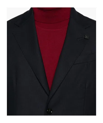 Lardini Structured Blue Blazer With Tailored Fit In Blue