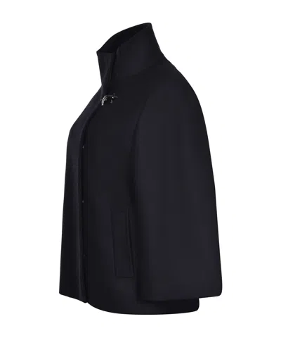 Fay Hook-closure Wool Cape In Blue