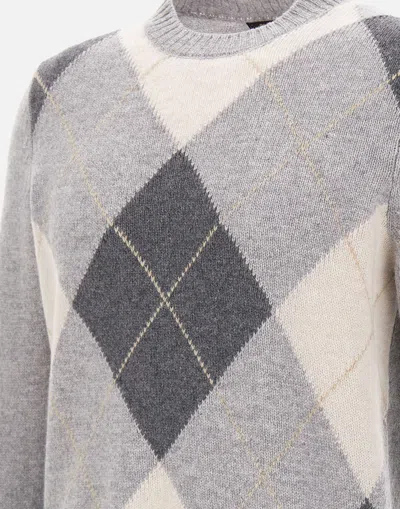 Gran Sasso Argyle-pattern Wool Sweater In Gray
