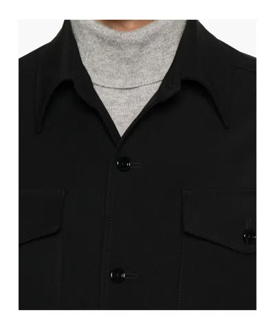 Lardini Button-front Shirt Jacket In Black