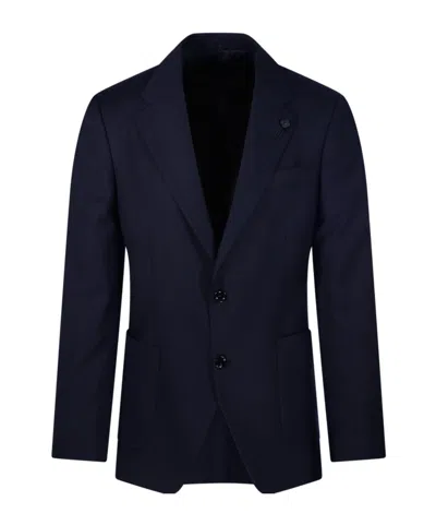 Lardini Notched-lapel Single-breasted Blazer In Blue