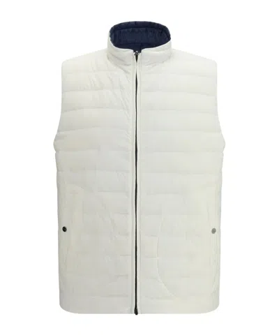 Herno Nylon Reversible Down Jacket High Neck In Blue