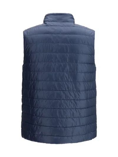 Herno Nylon Reversible Down Jacket High Neck In Blue