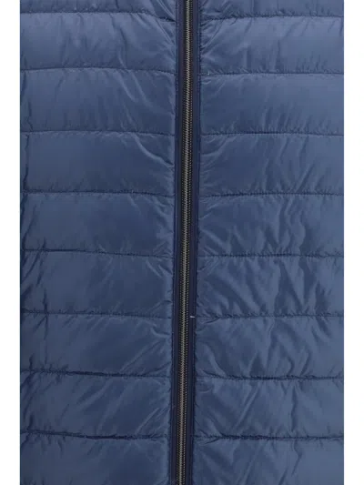 Herno Nylon Reversible Down Jacket High Neck In Blue