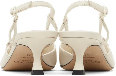 Jimmy Choo Latte Shiny Nappa Leather Slingbacks With Lace Corsage In Multi